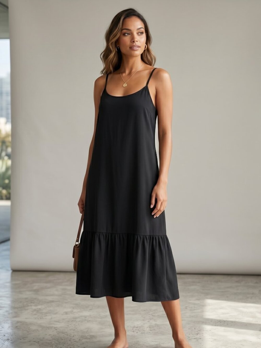 NWOT | Black Sleeveless Ruffle Hem Dress | Minimalist Occasion | XXL